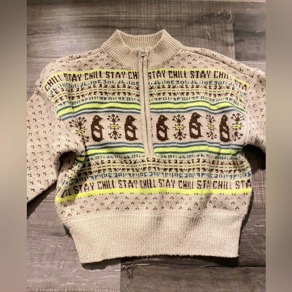Like New-UO Cream Jesse Half- Zip Penguin Pullover Cropped Women Sweater… - Picture 3 of 6